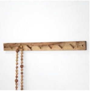 Wooden Wall Rack with Hooks